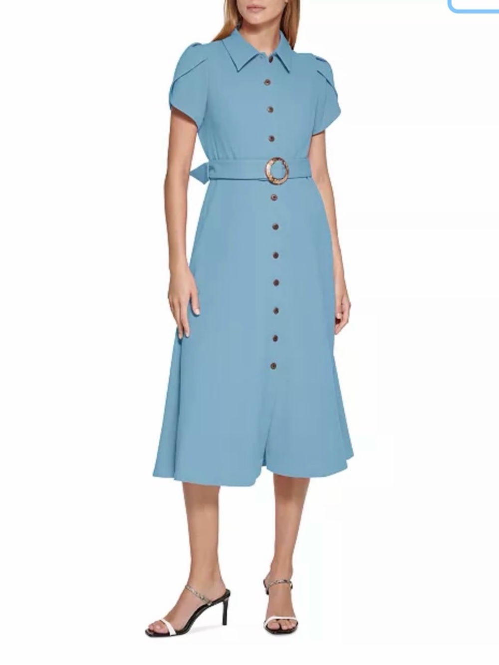 Calvin Klein Belted Button-Front Shirt Dress